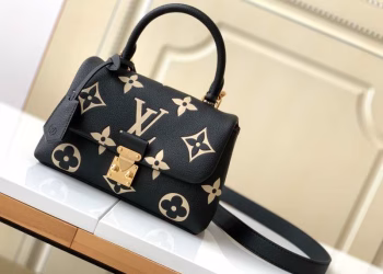 Louis Vuitton Embossed Black Small Leather Top-Handle Bag